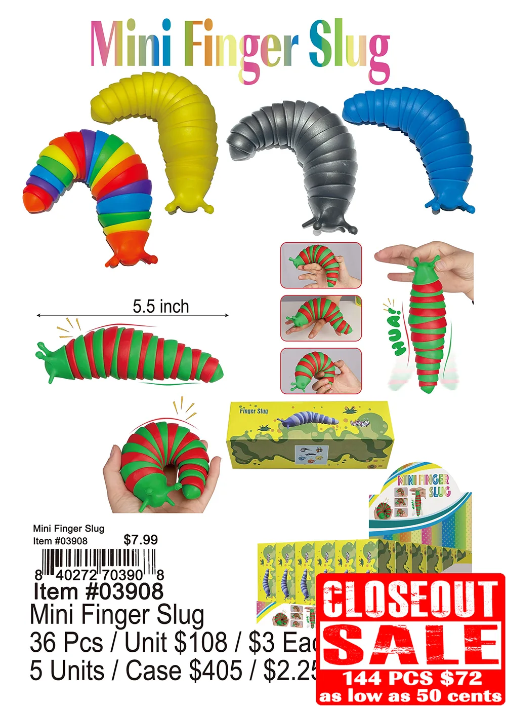 Mini Finger Slug - Closeout 144 Pcs.